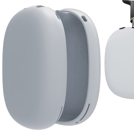 Geekria Silicone Ear Cup Cover Compatible with Apple AirPods Max Headphones Scratch Proof Protector Skin + Anti-Slip Grip (Silver)