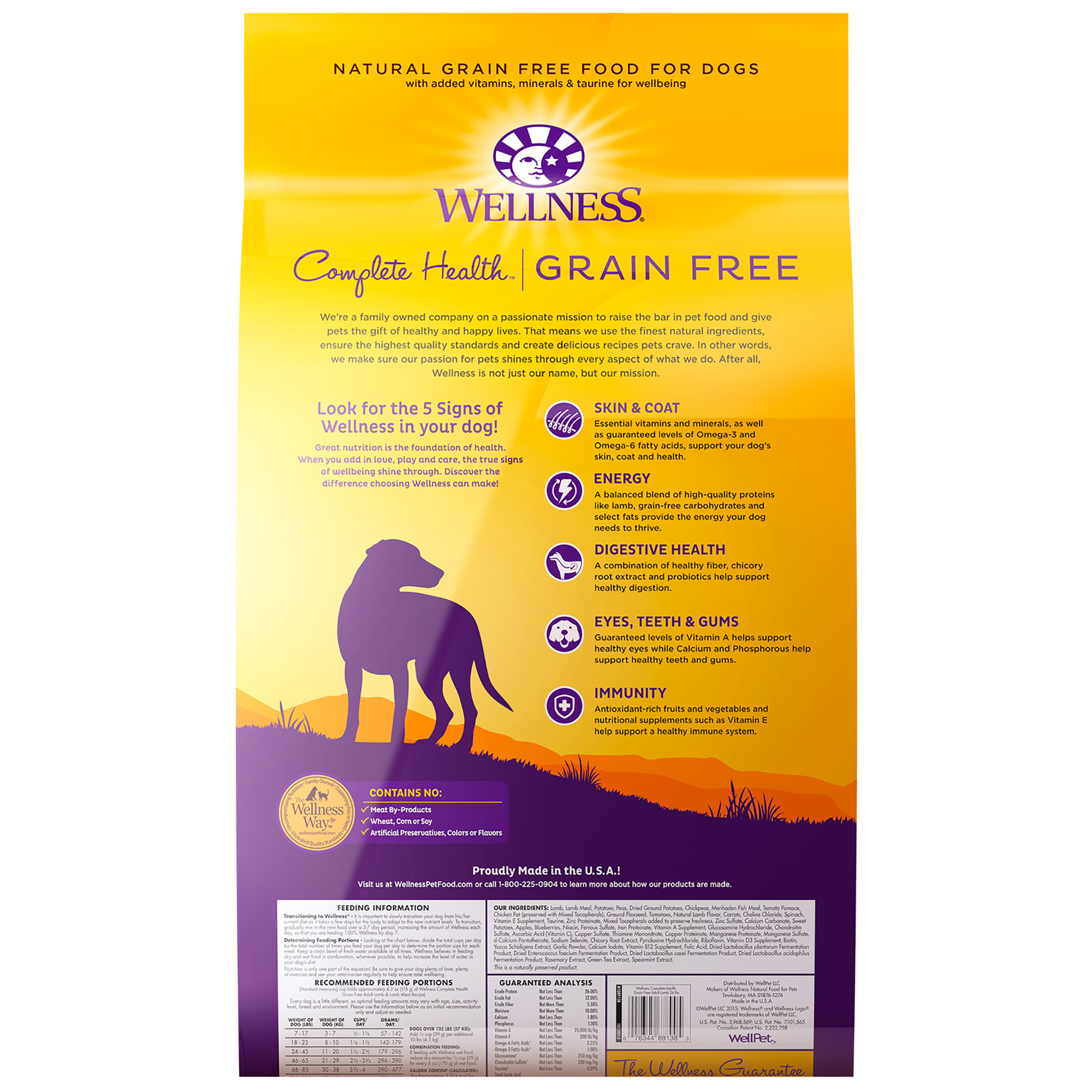 Wellness Complete Health Natural Grain Free Dry Dog Food, Lamb, 24-Pound Bag - image 4 of 10
