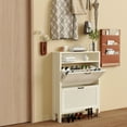 thumbnail image 4 of Slim Shoe Storage Cabinet with Four Flip Drawers, Hidden Shoe Storage, Narrow Cabinet with Doors,White, 4 of 7