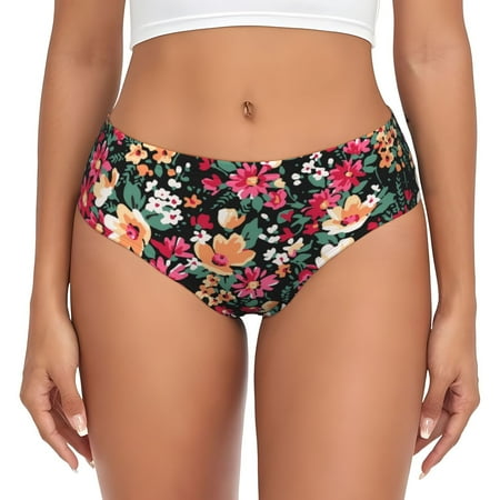 Naloa Many Kind Of Flowers Womens No Show Cotton Underwear Mid-High Waisted Soft Ladies Panties Strech Breathable Briefs -X-Large