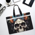 thumbnail image 6 of Easygdp Bow Flower Skull Canvas Document Bag File Bag Handle Business Briefcase Bag A4 File Organizer Organizer Handbag Briefcase, 6 of 8