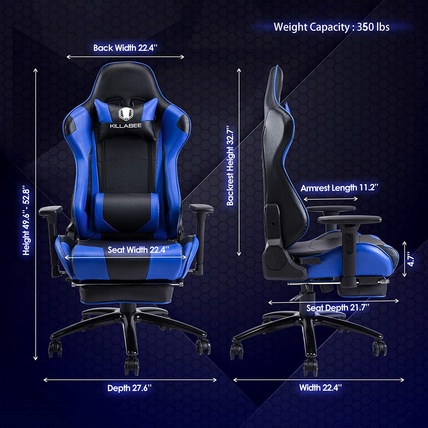 Gaming chair 350 lb weight capacity hotsell