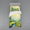 thumbnail image 2 of Ambesonne Spring Bedding Set 4 Pcs, Pastoral Forest Woods, Queen, Green Blue, 2 of 3