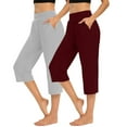 thumbnail image 2 of FAIWAD Women's 2 Piece Capri Yoga Leggings with Pockets High Waisted Stretchy Workout Athletic Pants, 2 of 9