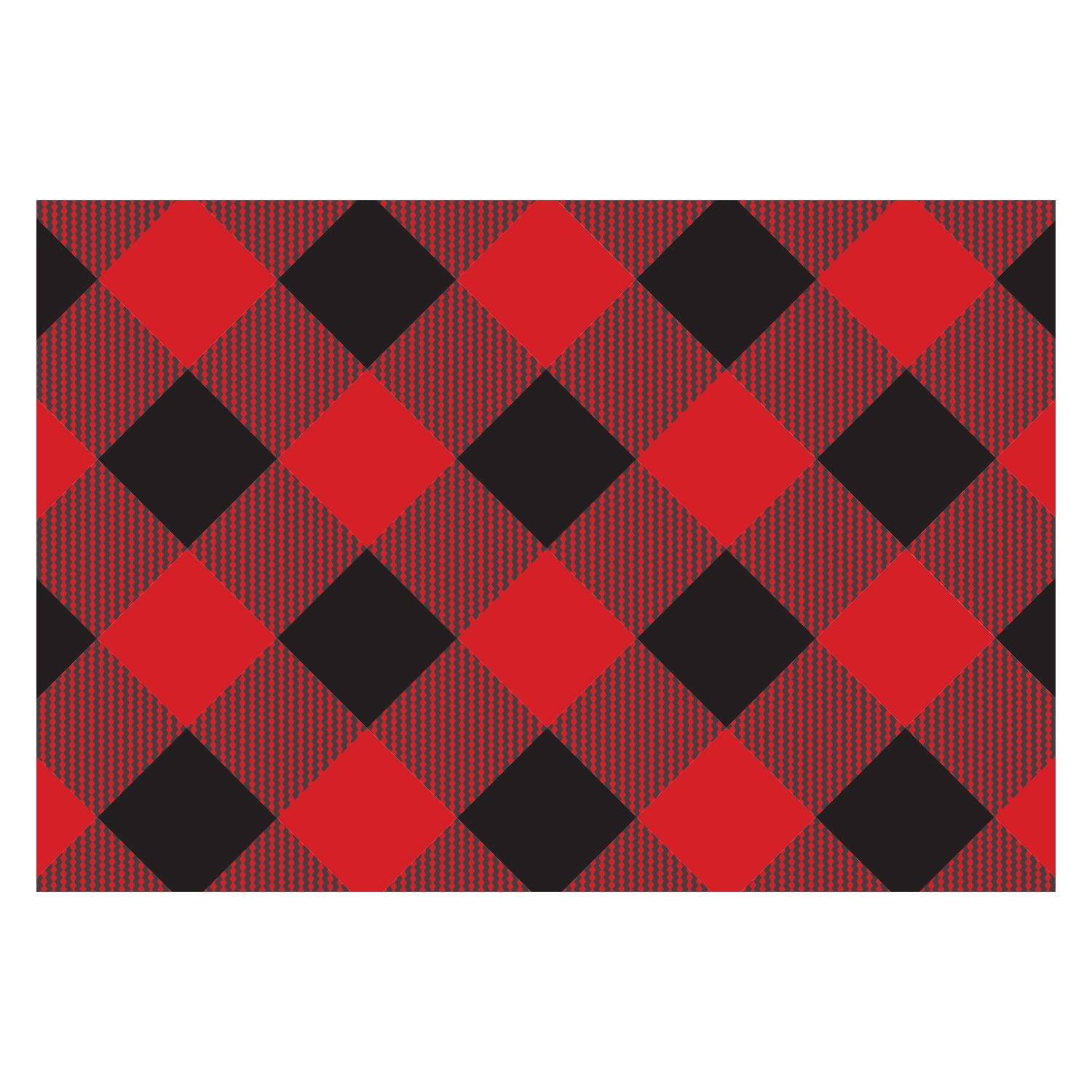Personalized Planet 27x18 Holiday Plaid Doormat with Custom Name Printed on Red and Black Rectangular 1/4” Thick Non Slip Mat for Kitchen Hallway Deck or Porch