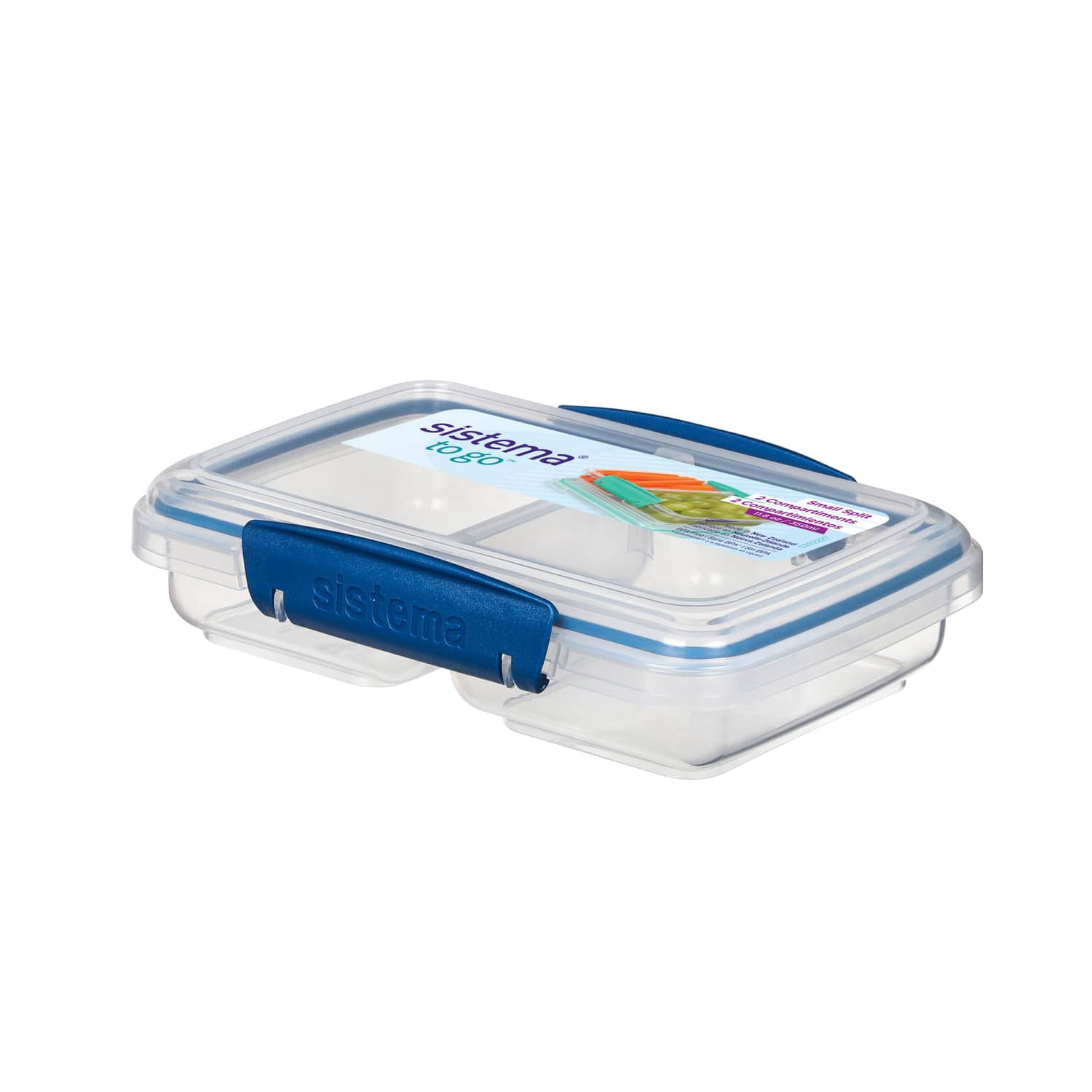 (9 pack) Sistema 1.4 Cup Small Split To Go Food Storage Container, Blue