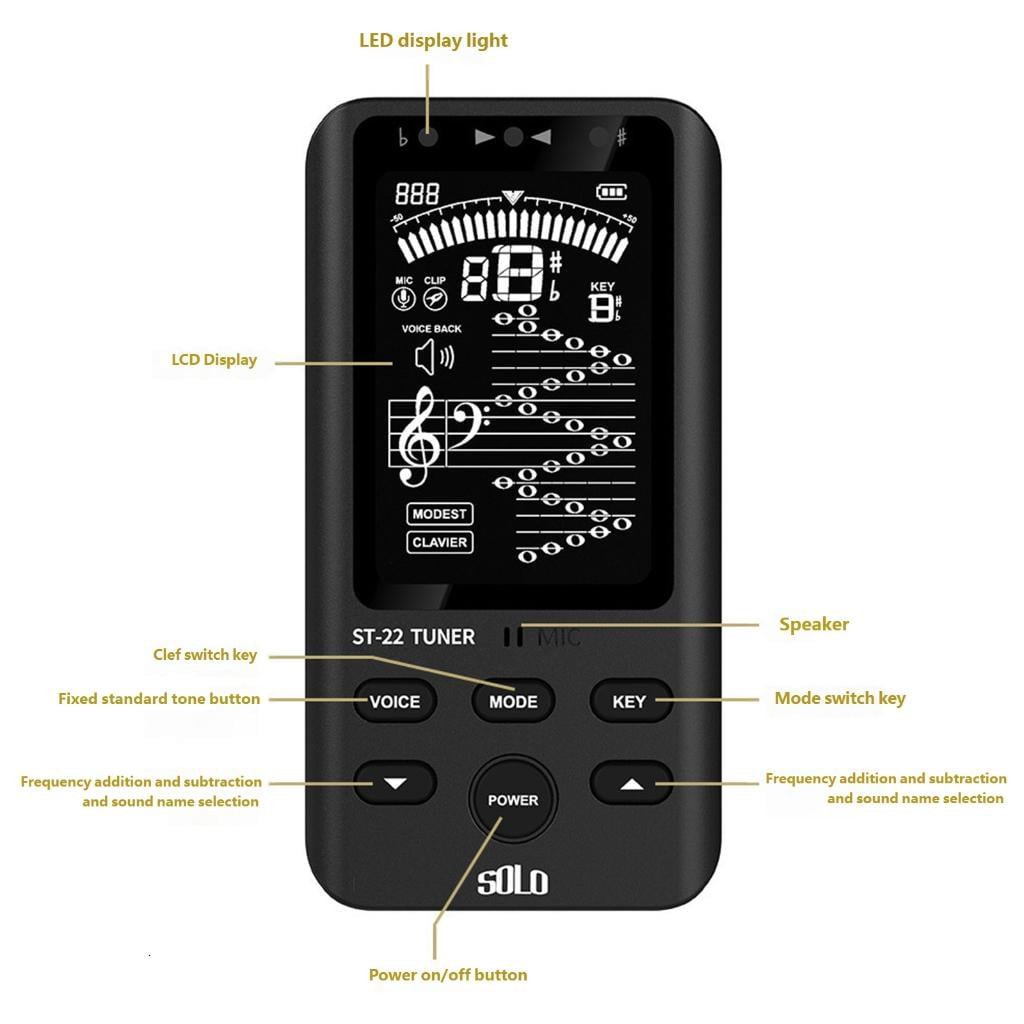Yihuala Rechargeable Metronome Tone Generator Tuners Musical Tool Metronome Digital Tuner with Following Sound and Shielding