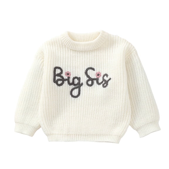 JIAYUE Girls Sweater Long Sleeve Letter Print Knit Casual Crewneck Pullover Soft Warm Clothes For Baby Toddler And Kids Fall Season Trendy Children Tops