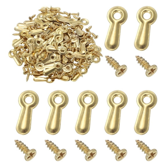 120pcs Picture Frame Backing Clips, 0.75" Photo Frame Turn Buttons Fasteners Hardware Corner Clip with 120pcs Screw for Hanging Pictures Craft Drawings, Gold