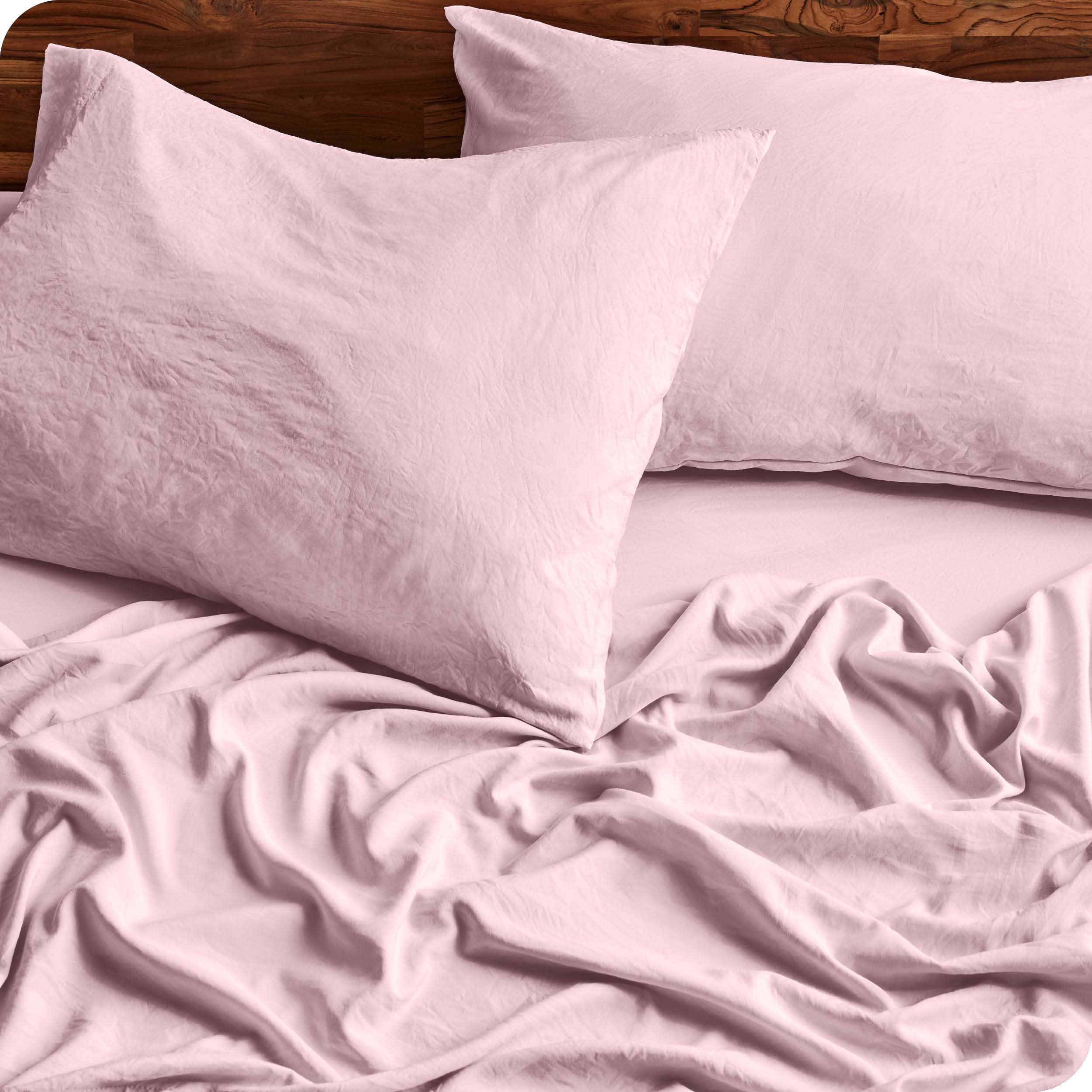 Bare Home Dusty Pink Sandwashed Microfiber Sheet Set, Wrinkle Resistant, Deep Pocket, Twin XL