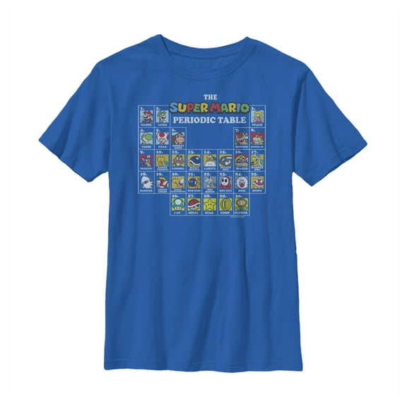Boy's Nintendo Super Mario Periodic Table  Graphic Tee Royal Blue Small