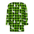 thumbnail image 4 of Puntoco Camiseta informal con cuello en V y botones con estampado navideño de moda para mujer, blusa holgada de manga 3/4, 4 of 5