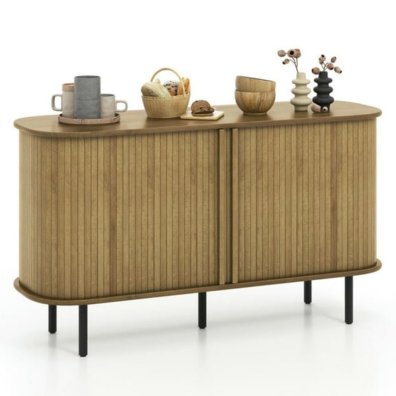 Spaco 47 Inch Sideboard Buffet Cabinet, Cabinet with Adjustable Shelves for Indoor as Kitchen, Dining Room, Living Room, Entryway, Oak