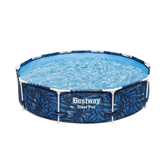 Open Box Bestway Steel 10' Diameter 26" Height 1,073 Gallon Above Ground Pool