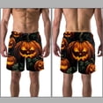 thumbnail image 3 of luoweisi Men's Beach Shorts Quick Dry Swim Trunks with Mesh Lining Halloween Pumpkin L, 3 of 5