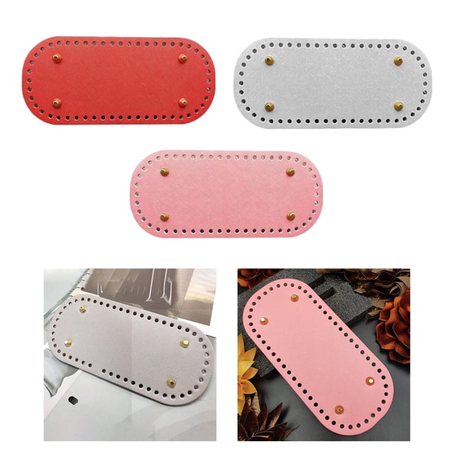 PU cuero DIY tejer bolsas de alfombrilla inferior para uñas bolsas para mascotas insertar bolsa de repuesto suministros 52 agujeros rojo gris Baoblaze none