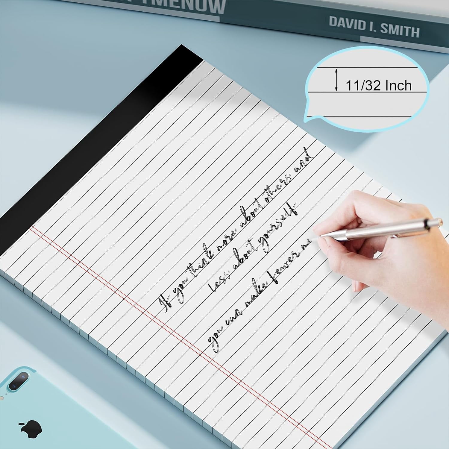 Maxxmarket  12 Pack of Legal Pads 8.5 x 11 Wide Ruled Writing Pads 8.5" x 11.75" Notepad 30 Sheets per White Legal Pad Clear Print Note Pads 8x11 Pads of Paper