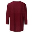 thumbnail image 4 of Viluyesy 3/4 Sleeves T-Shirt Women Round Neck Shirt Tops Fashionable Relaxed Elasticity Loose Blouse Wine Size S, 4 of 5