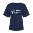 thumbnail image 5 of Women's Summer Clothes Comfy Casual Shirts Funny Letter Print Tees Short Sleeve Tunic Tops for Lady Loose Fit Flowy Round Neck Blouse Fashion 2024 Vintage Y2K Tops Dressy Casual Navy T Shirts XL, 5 of 8