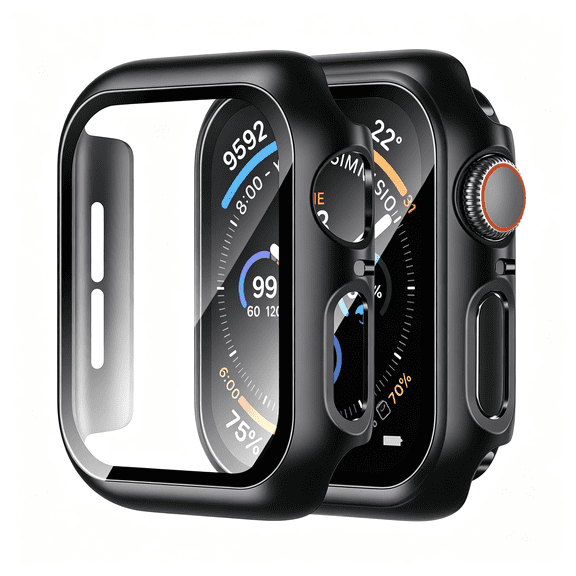 GJX Case Apple Watch Screen Protector Se 3(2025)/Se 2 Series 4 5 6 40Mm Built-In Hd Tempered Glass Slim Guard Bumper Full Coverage Protective Hard Pc Face Cover Compatible Iwatch 2 Pack