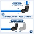 thumbnail image 4 of Uxcell 6 Pcs Conector de Unión en Ángulo para Conexión Rápida, Adaptador de Reductor de Tubo OD de 1/4" para Conexión de Sistema Neumático, Negro, 4 of 6