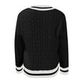 thumbnail image 5 of Women's V Neck Sweater Trendy Striped Pullover Knit Preppy Sweaters Color: Black Size: L, 5 of 5