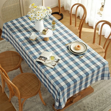 

Niuer Table Cloths Washable Tablecloths Home Decor Luxury Tablecloth Covers Solid Color Oil-Proof Round Waterproof Double Blue 55.12 *70.87 in