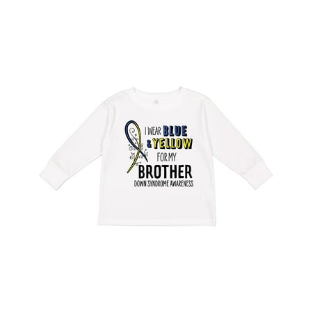 

Inktastic I Wear Blue and Yellow for my Brother- Down Syndrome awareness Boys or Girls Long Sleeve Toddler T-Shirt