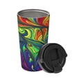thumbnail image 2 of Picia Pride Rainbow Pattern 500ml Carry Insulated Coffee Mug, Stainless Steel Travel Mug with Hidden Handle, Leak-Proof for Car, Office, Home, and Outdoor Use, 2 of 8