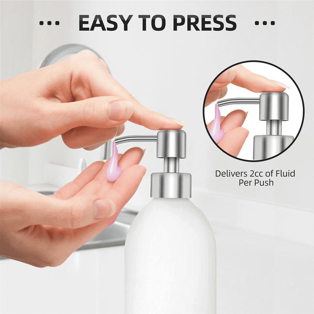 12Pcs Soap Dispenser Pump Replacement Stainless Steel Lotion Dispenser Pump for Regular 28/400 Neck Bottles for Bathroom