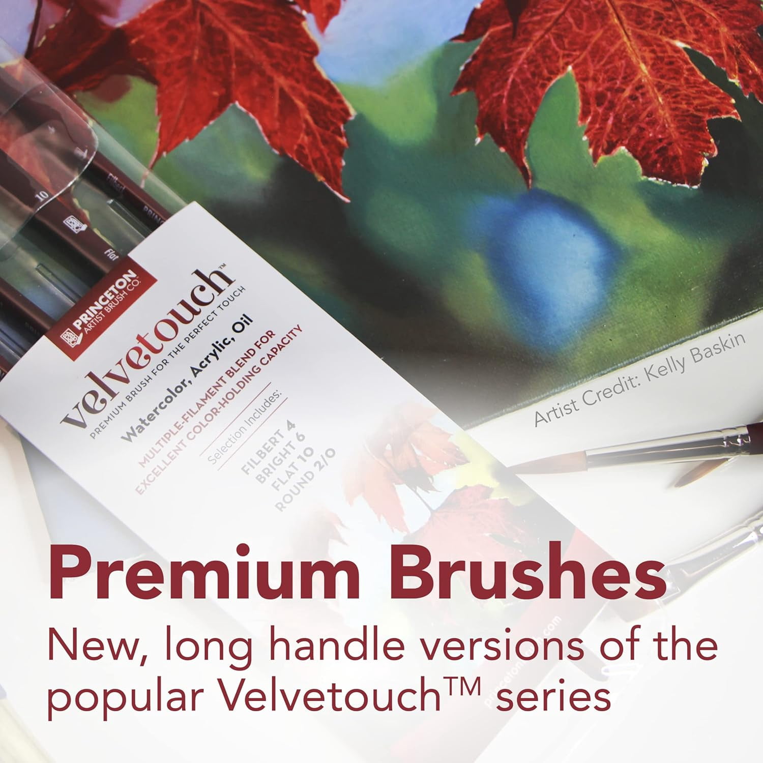 Princeton Velvetouch Series 3900 Brushes - Set of 4, Long Handle