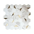 thumbnail image 4 of Papel pintado autoadhesivo para azulejos, diseño hexagonal blanco, 30 x 30 cm, estilo mosaico, adhesivo de pared, película decorativa impermeable para azulejos de baño y cocina, 4 of 4