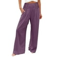 thumbnail image 1 of VEKDONE Womens Linen Long Pants Purple S, 1 of 5