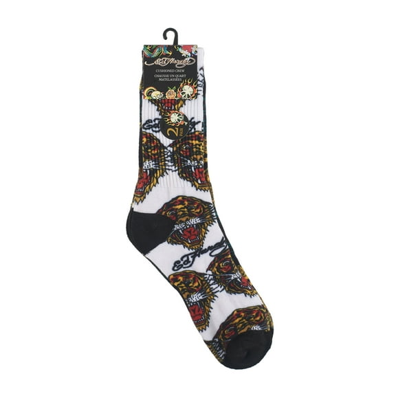 Ed Hardy Mens 10-13 360 Digital Print 2 Pack Full Cushion Crew Sock