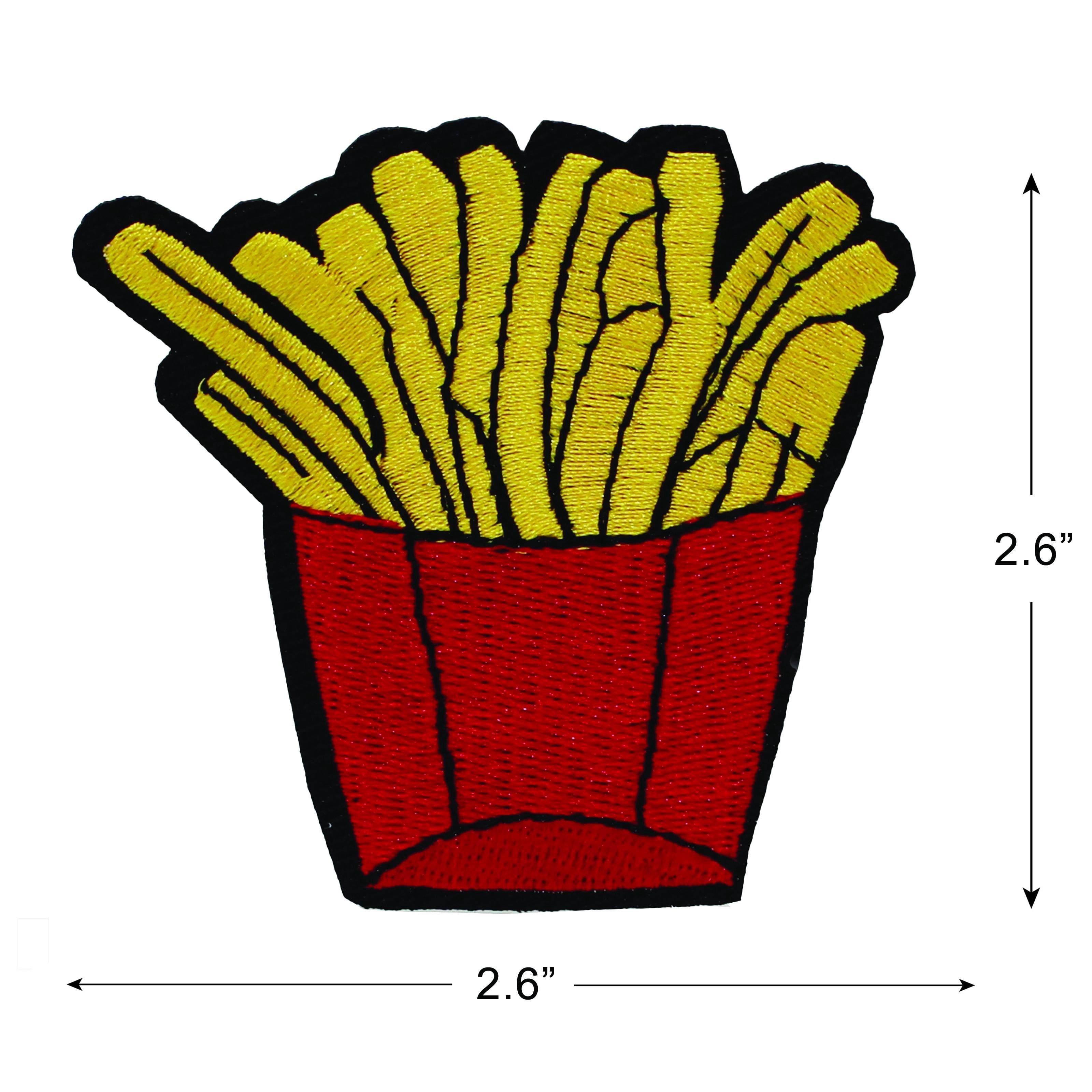 Gwen Studios Embroidered Red and Yellow French Fries Iron-on Patch Applique, 2.6" x 2.6"