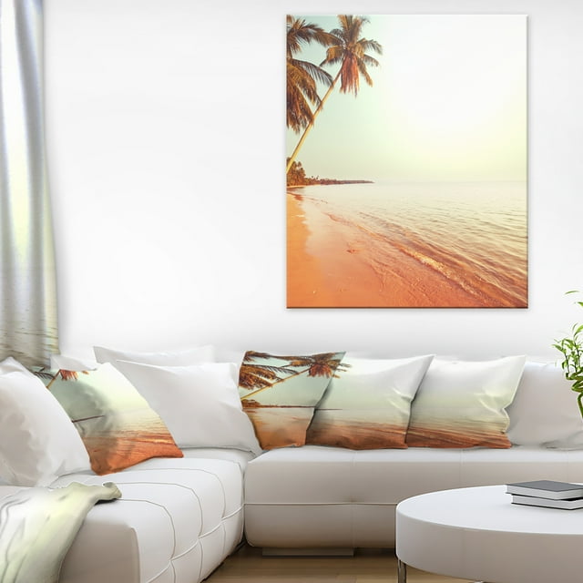 Serene Beach with Huge Palm Trees - Beach Photo Canvas Print