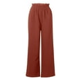 thumbnail image 5 of ShomPort Womens Cotton Linen Pants Elastic High Waist Wide Leg Trousers Full Length Casual Pants with Pockets (Red), 5 of 7