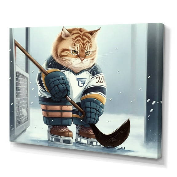 Designart Anime Hocket Cat On Ice Rink II Canvas Wall Art