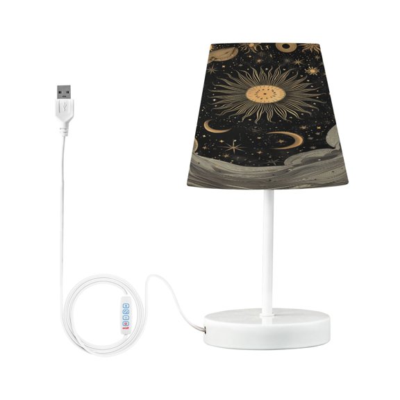 Twinkling Sun Moon Stars Desk Lamp LED Table Nightstand Lamps with 3 Color Temperatures for Home Bedroom Living Room Decor 6x11