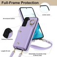 thumbnail image 5 of Phone Case for Samsung Galaxy S22 Plus S22+ 5G Wallet Cover with Screen Protector and Ring Stand Credit Card Holder Slot Crossbody Strap Cell S22+5G S22plus 22S + S 22 22+ Women Girls Purple, 5 of 13
