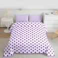 thumbnail image 2 of Feelyou Fashion Polkadots Queen Comforter Set, White Purple Abstract Bedding Set, 3pcs, 2 of 8