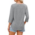 thumbnail image 5 of Maplenight Womens Fall Tops V Neck 3/4 Sleeve Dressy Blouses Relaxed Fit Business Casual Tops, 5 of 6