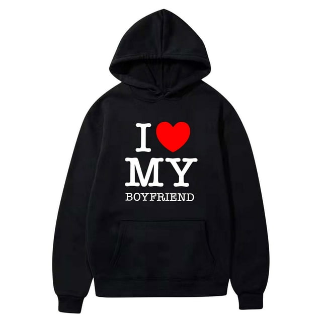 Mode Saint-Valentin Couple Imprimé à Capuche Mode Polaire Poche Chandail Manteau
