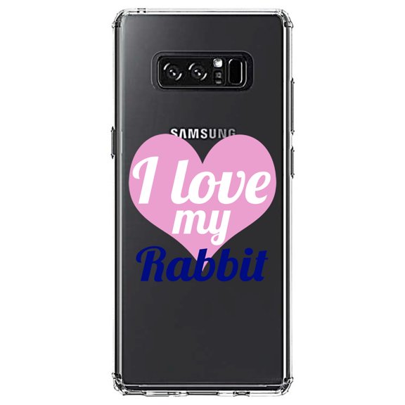 DistinctInk Clear Shockproof Hybrid Case for Samsung Galaxy Note 8 - TPU Bumper Acrylic Back Tempered Glass Screen Protector - I Love My Rabbit