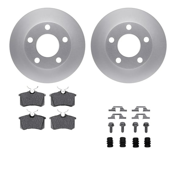 Dynamic Friction Company Rear Geospec Brake Rotors with 5000 Advanced Brake Pads includes Hardware 4512-74086