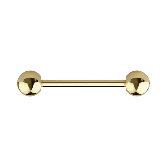 Straight Barbell Tongue Nipple Ring 14K Solid Yellow Gold 14G Piercing