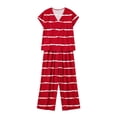 thumbnail image 5 of Ohufall Women's Two Pieces Sets V Neck Short Sleeve Loose Tops + Wide Leg Pocket Lounge Pants Striped Sets, 5 of 5