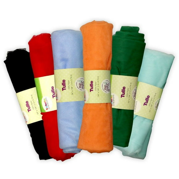 Fabric Creations Assorted Tulle Fabric — 54" × 108" (1.4 m × 2.74 m), 100% Nylon, Assorted Colours