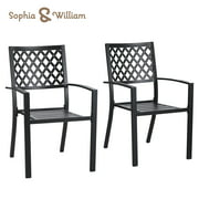 Sophia & William 2PCS Outdoor Wrought Iron Arm Dining Chairs Patio Park Garden Porch Bistro Chair