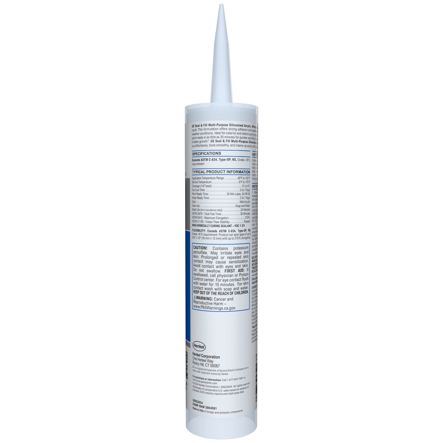 (6 pack) GE Seal And Fill Multipurpose Window & Door, Pack of 1, Clear 10 fl oz Cartridge